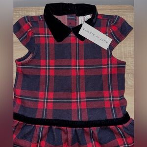 BRAND NEW Janie and Jack Girls Tartan Plaid Holiday Dress - Size 5 with Tags